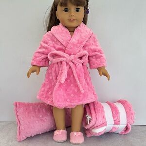 American Girl & 18" Doll Slumber Set - Pink Robe, Sleeping Bag & Pillow Bundle